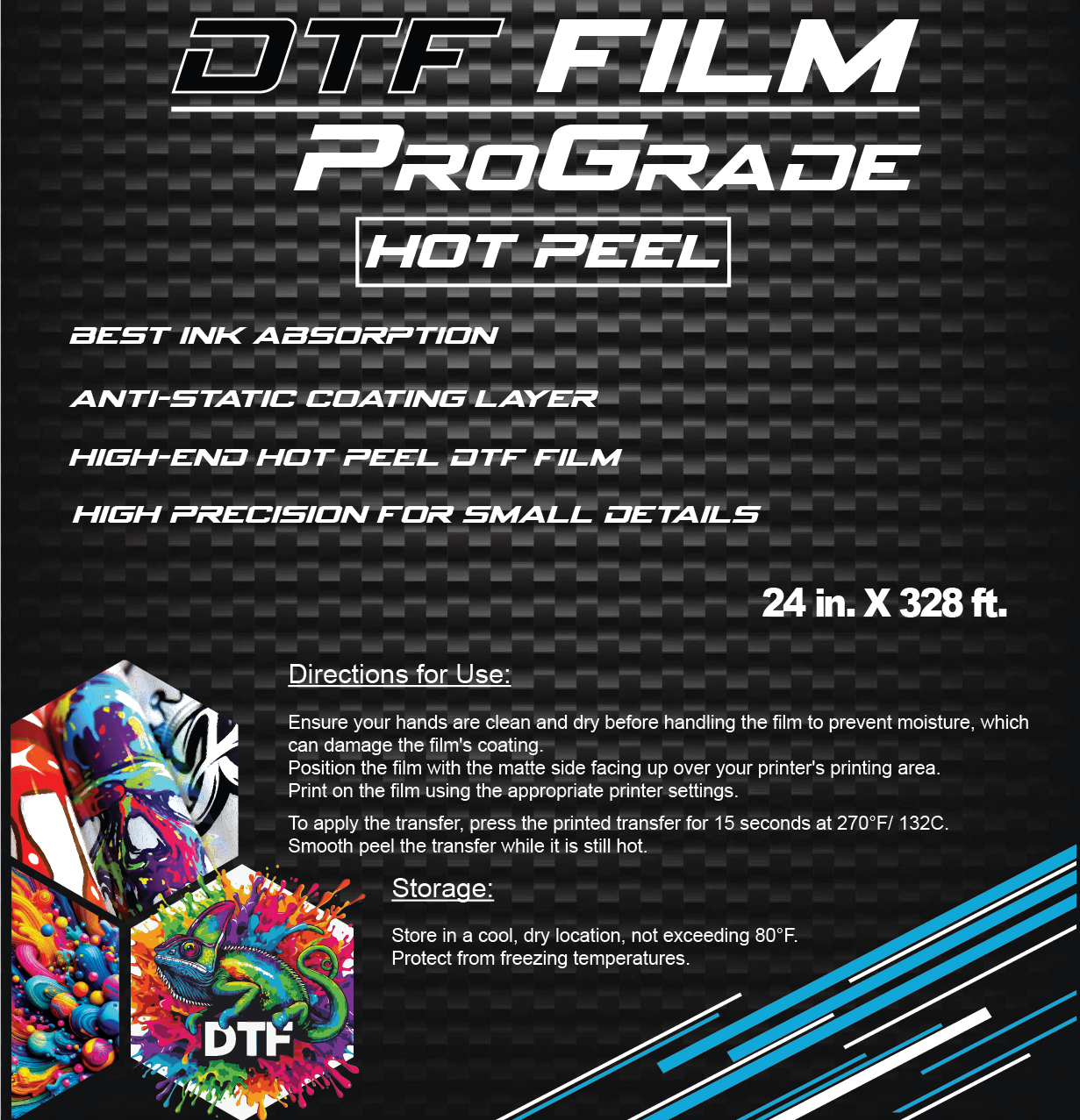 DTF Double Sided Film -Hot Peel (23.5 in X 328 ft) 60 cm.