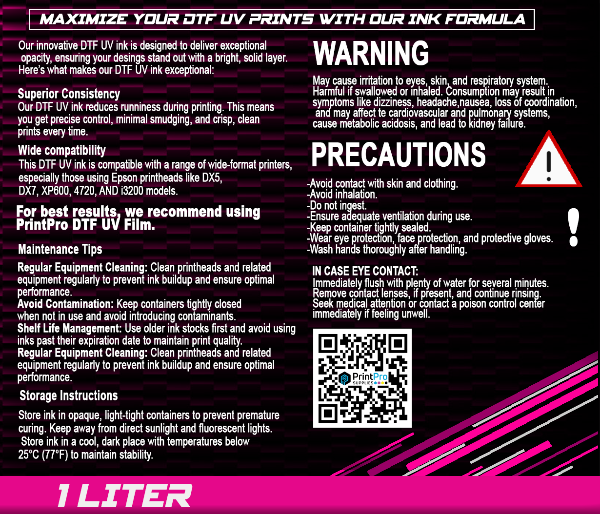 DTF ProGrade Ink - UV Magenta - 1 Liter