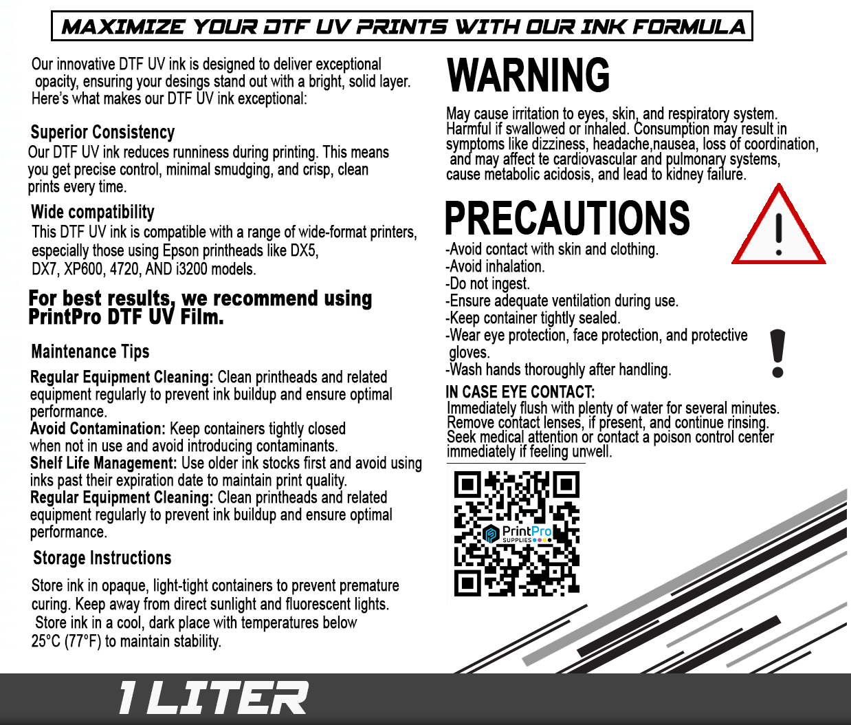 DTF ProGrade Ink - UV White - 1 Liter
