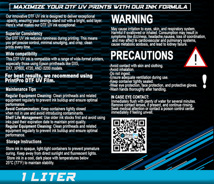 DTF ProGrade Ink - UV Cyan - 1 Liter