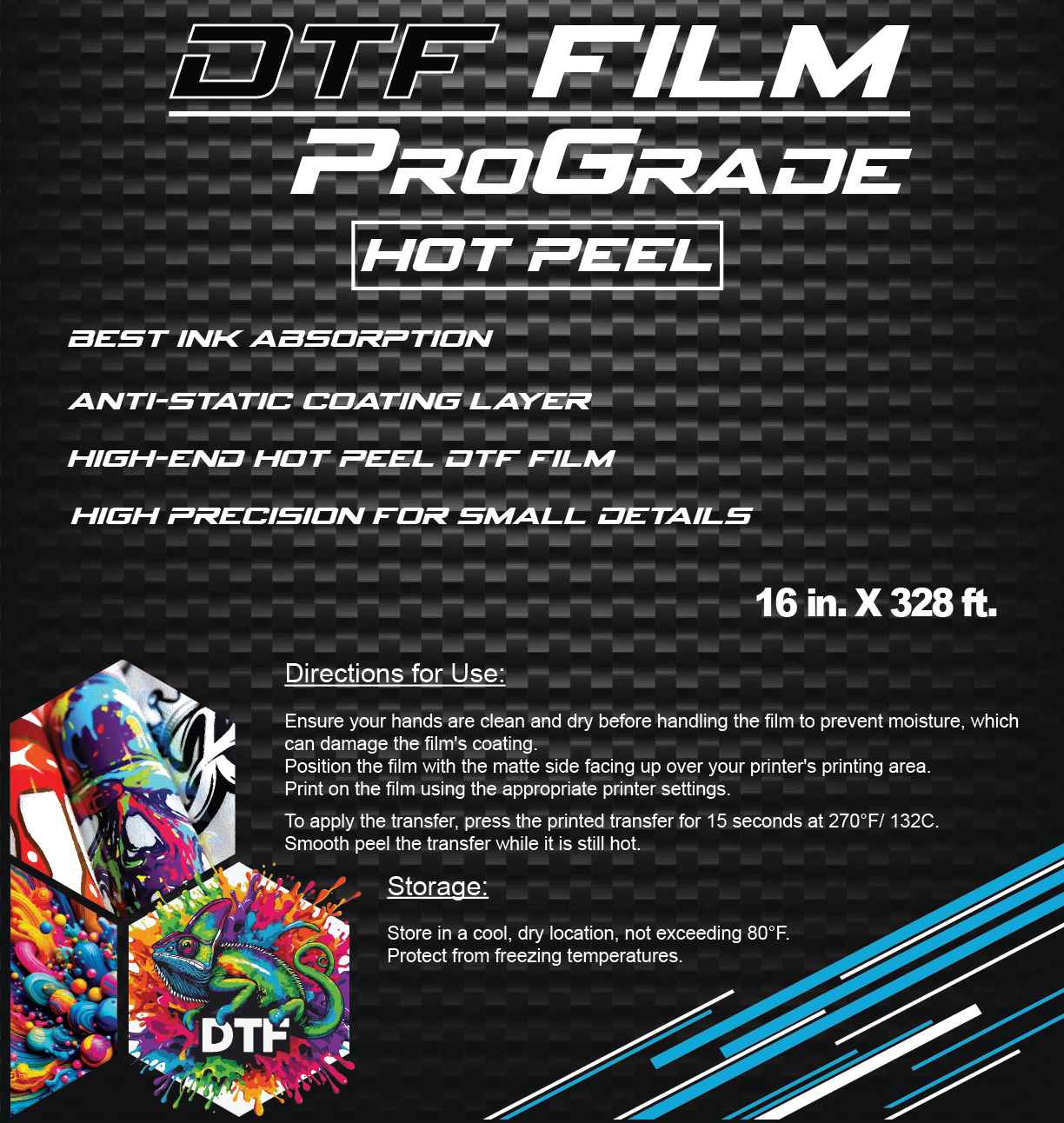 DTF Double Sided Film -Hot Peel (16 in X 328 ft)